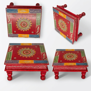 Wooden Pooja Stand Squire Design With Hand Painted