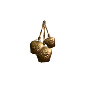Edelweiss embossed gold antique cow bell for garden decor