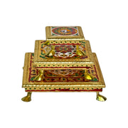 Traditional Meenakari Chowki Oman
Peacock Design Wooden Chowki Qatar
Colorful Pooja Platform with Meenakari
Wooden Meenakari Chowki for Temple
