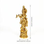 Brass Lord Krishna Idol, Handcrafted Krishna Statue UAE, Indian Brass God Idol, Krishna Idol For Pooja Room, Krishna Flute Statue Brass, Yellow Antique Krishna Idol, Traditional Krishna Brass Statue, 