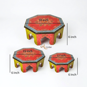Ethnic wooden worship stand,Handmade wooden chowki table,Wooden religious table UAE,Wooden stand for home temple,worship stool for pooja room uae