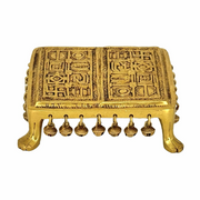  indian brass chowki vintage design Dubai, hand-engraved brass stand heritage style, modern brass pooja stool UAE, 
