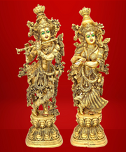 Brass Radha Krishna Sculpture Pair Hand Made
Brass Radha Krishna Idol Pair For Pooja RoomBrass Radha Krishna Pair for Office Decor