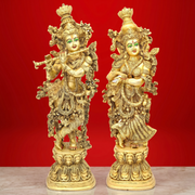 Brass Radha Krishna Sculpture Pair Hand Made,Brass Radha Krishna Idol Pair For Pooja Room,Brass Radha Krishna Pair for Office Decor,Radha Krishna Goddess,Standing Radha Krishna 72 cm,