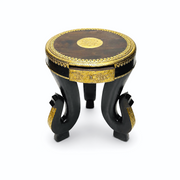 Indian wooden elephant leg table,Round wooden table with brass inlay,HandcraftedIndian wooden table,Brass fitted wooden table,Antique furniture store in Dubai,