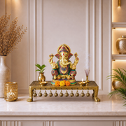 solid brass rectangular pooja chowki, rectangular brass pooja stand, solid brass rectangle bajot, brass rectangular worship stand Sharjah, 