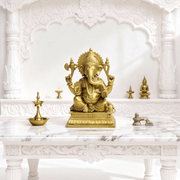 Lord Ganesha idol, Ganesha murti, Brass pooja idol, Hindu God statue, Antique Ganesha, Handcrafted Ganesha, Indian brass idol, Home temple decor, Spiritual brass statue, Ganesha for pooja, Decorative Ganesha, 