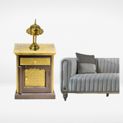 Wooden Bedside Table With Big Drawer Brass Fitting Work