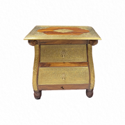 Wooden Bedside Table With Brass Fitted Work with 2 drawer storage