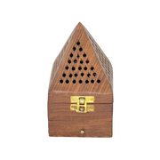 Wooden Pyramid Incense Burner With Natural Polish Finish