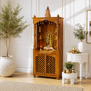 Home mandir handcrafted design,Wooden mandir with shelves UAE,modern wooden mandir, wooden prayer temple, handcrafted pooja mandir, traditional wooden mandir, 
