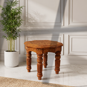 vintage brass inlay corner table for luxury homes, artisan wooden side table for penthouse living room, premium solid wood coffee side table for modern uae interiors
