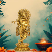 Brass Krishna Statue UAE/
Handmade Brass Krishna Sculpture/
Krishna Murti for Home Temple UAE/
Traditional Krishna Idol Brass/