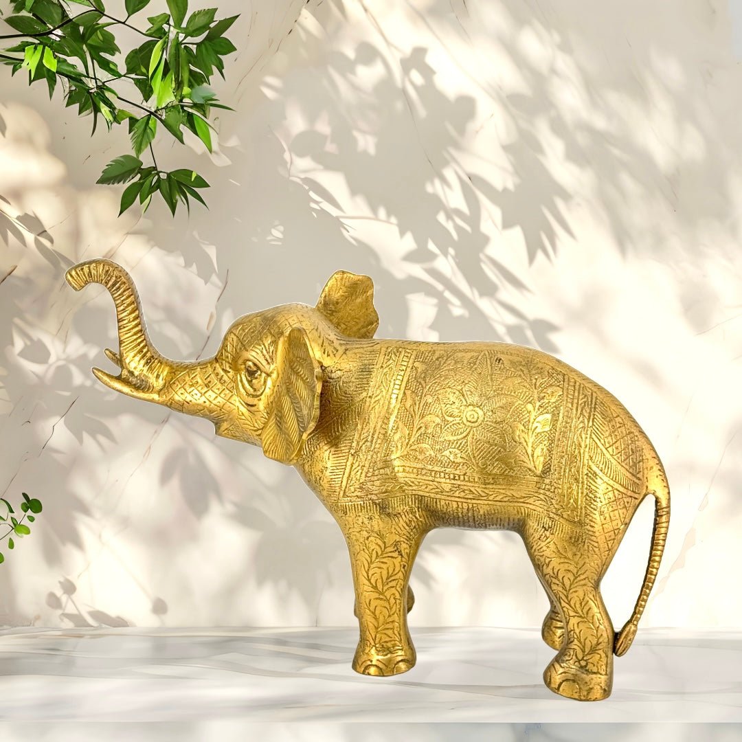 Hand Made Brass Elephant Emboss With Yellow Antique & Patina Antique ...