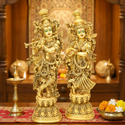 Radha Krishna Couple Statue Brass,Radha Krishna Figurine Antique Brass,Brass Radha Krishna The Divine Couple,Radha Krishna Statue With Hand Engraved,Hindu sculpture.Hindu idols,India God statue,