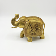 raditional Brass Elephant Décor with Gold Antique Finish, Premium Hand-Engraved Brass Elephant for Spiritual Décor, Luxury Indian Brass Elephant Statue for Home & Office Decor