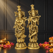 Brass Radha Krishna Murti, Antique Brass Krishna Statue, Radha Krishna Idol, Brass Hindu Deity Statue, Pooja Room Brass Idol,