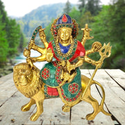 Brass Durga Statue with Stone Work
Handmade Durga Idol from India
Pure Brass Durga Statue
Brass Worship Idol of Durga