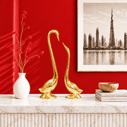 Brass Swan Pair, Golden Swan Couple, Brass Crane Pair, Brass Heron Pair, Decorative Brass Birds, Brass Bird Couple, Golden Bird Sculpture, Long-Neck Bird Figurines, Brass Love Birds, 