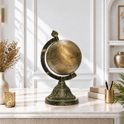 Patina Finish Brass World Globe, Handmade Brass Arabic Globe, Arabic Writing Globe Decor, Middle Eastern Style Brass Globe.
