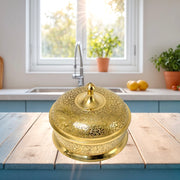 Brass Embossed Sugar Bowl with Lid
Gold Finish Brass Sugar Bowl
Solid Brass Sugar Bowl Haned
Indian Brass Sugar Container
Luxury Brass Sugar Dish for Tableware