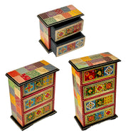 Ethnic wood drawer unit UAE
Rajasthani painted wooden drawer
Mini chest of drawers with ceramic knobs
Mango wood storage cabinet UAE