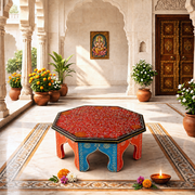  wooden pooja table Qatar online, wooden chowki for temple Bahrain, indian wooden furniture in UAE, ethnic home decor, spiritual home accessories, 