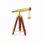 Adjustable Brass Telescope Stand,Golden Finish Nautical Telescope,Gold Antique Brass Telescope,Decorative Brass Telescope for Home,Wood and Brass Telescope India.
