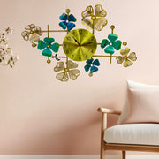 Hand-painted metal wall panel
Handmade decorative wall panel with rustic colors
Artisan-made metal wall panel 
Large iron wall panel with built-in clock