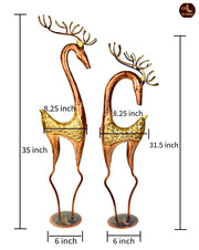 Indoor deer pair figurine
Metal vintage deer set
Gold antique finish deer pair