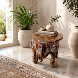 Solid wood Elephant Table With Hand Painted,Real wood Elephant Table Home Decoration,Hard wood Elephant Table For Living Room,Natural wood Elephant Side Table With Hand Made,