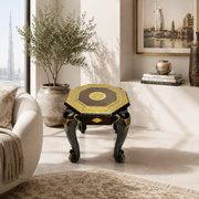 Wooden Table With Brass Fitted Work,
Wooden Table With 4 Legs,
Wooden Table Top Size 18X18 Inches,handcrafted side table, Indian artisan table, 