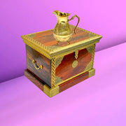 traditional wooden storage chest
brass inlay wooden box
handmade wooden decor box
antique style storage trunk
luxury wooden storage chest UAE
Rajasthani artisan wooden box