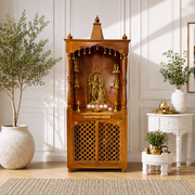 Solid wood pooja mandir UAE,Handcrafted wooden temple Dubai,handmade temple, hindu altar, wooden mandir with doors, wooden temple with shelves, wooden pooja ghar, 