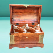 traditional wooden storage chest
brass inlay wooden box
handmade wooden decor box
antique style storage trunk
luxury wooden storage chest UAE
Rajasthani artisan wooden box