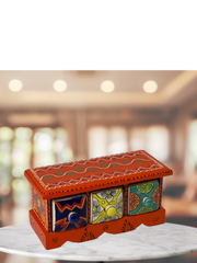 Handmade wooden drawer cabinet UAE
Wooden chest for home decor UAE
Ceramic knob drawer chest Dubai
Traditional Indian chest almirah UAE
