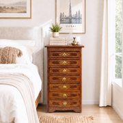 brown wood finish modern design cabinet, crafted sheesham wood furniture, vintage shisham wood furniture, handmade wooden brass inlay furniture UAE, 