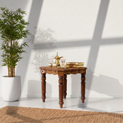 coffee side table wood for living room, solid wood end table for bedroom, handcrafted accent table for family lounge, brass inlay lamp table 