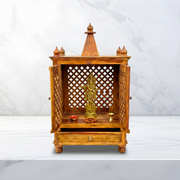 Indian solid wood temple UAE, premium wood pooja mandir Dubai, luxury wooden home temple UAE, stylish prayer cabinet Sharjah, modern handmade pooja cabinet UAE, modern solid wood mandir Dubai, 
