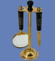 Made By Hand With Solid Brass And Horn
Golden Polish Brass Office Desk Accessories
Set Of 2 Brass Magnifier And Letter Opener With Stand
Handmade Decorative Brass Gift Set