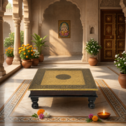 Pooja chowki with carving,Wooden altar stand,Indian wooden pooja Chowki,
wooden Platform for God Idols,small pooja stand, wooden altar, pooja stool, temple platform, square chowki, 