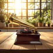 Old Gramophone, Antique Gramophone UAE, Vintage Gramophone Dubai, Brass Horn Gramophone.