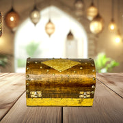 antique wooden treasure chest UAE
wooden box with brass inlay Sharjah
made in India wooden box UAE