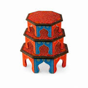 hand-painted bajot, solid wood bajot, traditional wooden bajot, wooden pooja bajot, wooden patla, hand-painted wooden patla, pooja patla, 
